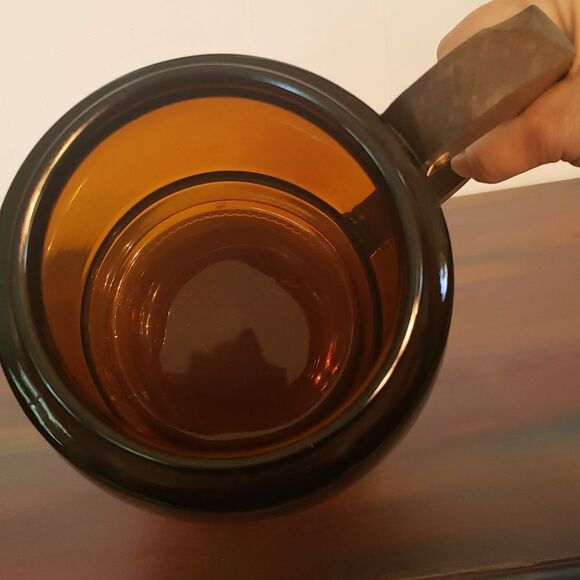 Vtg Giant Glass Beer Mug with Wooden Handle and Gold Colored Hardware 8" High! - Picture 3 of 7